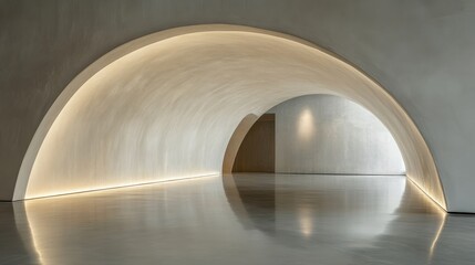 Modern Architecture Featuring a Curved Ceiling with Reflective Flooring