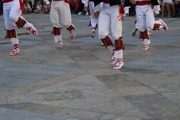 Basque folk dancers during a street festival