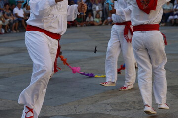 Basque folk dancers during a street festival