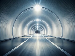 Fototapeta premium A sleek, white dynamic tunnel passage contrasts elegantly against a soft grey pastel backdrop, enhancing modern interior design with a sophisticated,