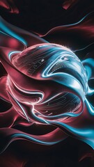 Obraz premium Dynamic fluid gradient techno sphere. Mesmerizing 3D effect sphere pulsating with vibrant colors, blending light and shadows for captivating and futuristic visual spectacle