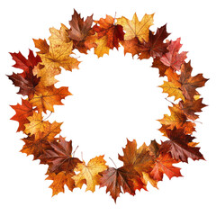 Fototapeta premium Autumn Leaf Wreath Isolated White Background 169 Cutout