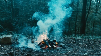 Tranquil Campfire Surrounded by Nature