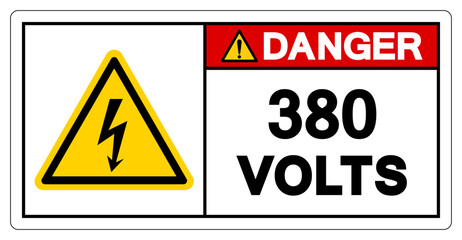 Danger 380 Volts Tag Symbol Sign,Vector Illustration, Isolate On White Background Label. EPS10