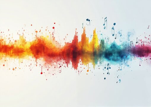Vibrant soundwave illustration with colorful bursts symbolizing music and rhythm dynamics