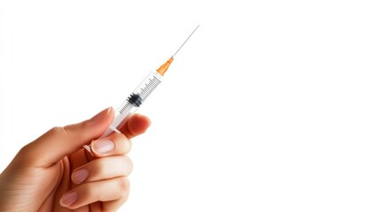 Injection of Hope: A close-up shot of a hand holding a syringe, symbolizing medical intervention and treatment, capturing anticipation, innovation.