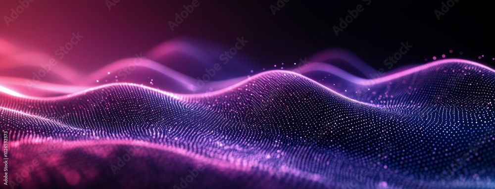 Wall mural abstract visualization of vibrant waves created by colorful light patterns at night