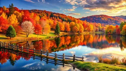 Fototapeta premium Autumn Landscape Photography for Thanksgiving Celebrations - Scenic Fall Background