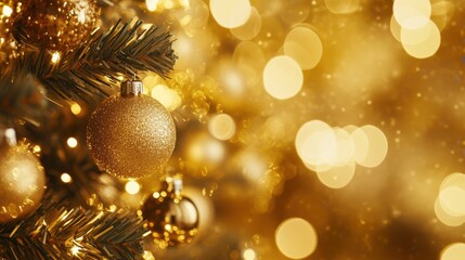 The Gold Ornament on Tree