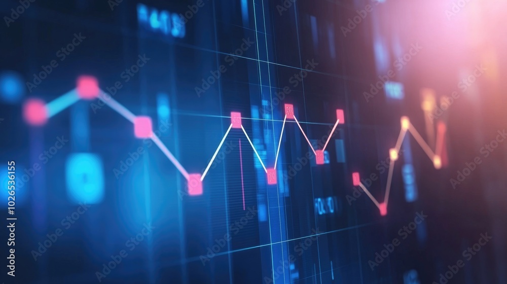 Poster abstract data visualization with graph lines and points