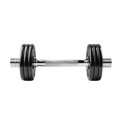 Fototapeta premium Black weight dumbbell on a white isolated background.