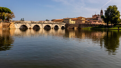 Naklejka premium Bridge of Tiberius at Rimini Italy