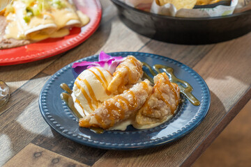 Apple pie empanadilla on plate for dessert