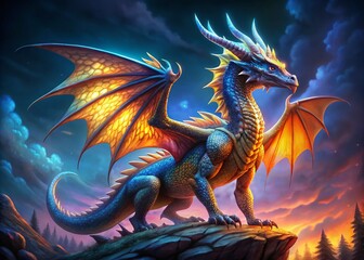 Intricate Sketch of a Majestic Dragon with Detailed Scales and Wings, Perfect for Fantasy Art and Illustration Projects