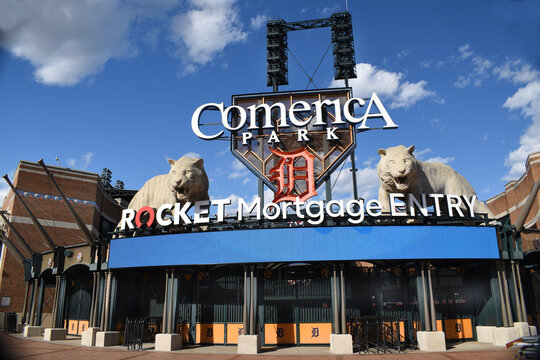 Detroit , Michigan, October 8, 2024, Comerica Park in Downtown Detroit. Baseball Field in downtown Detroit for the Detroit Tigers






 for the Detroit Tigers