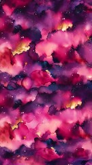 Full frame image of night sky painting with purple and pink watercolor paints background