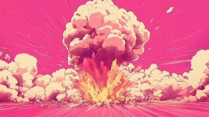Fototapeta premium bomb comic background With cloud on pink 
