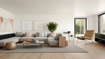 Modern living room wall featuring empty space