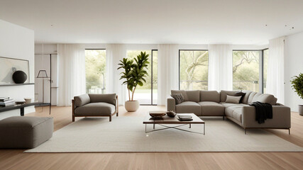 Modern living room wall featuring empty space