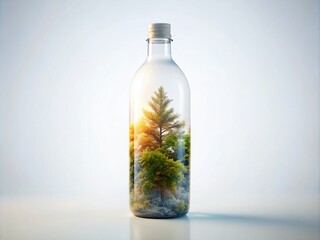 Blank White Bottle Mockup with Double Exposure Effect for Product Showcase