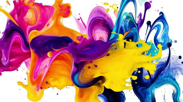 Abstract colorful paint splash isolated on white background.