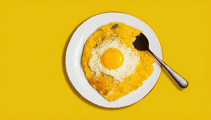 Cute omelet rice in cleared background easy to add text and for advertising, top view 