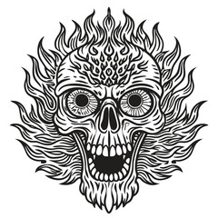vector devil skull with fire