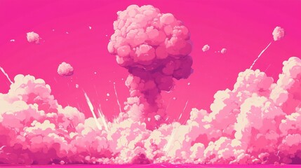 Fototapeta premium bomb comic background With cloud on pink 