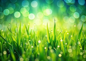 Obraz premium Bokeh Effect Green Grass Field Background for Design and Textures