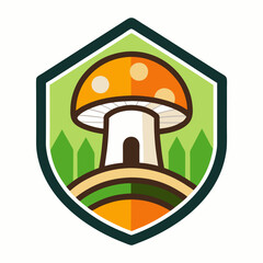 Mushrooms Farm Logo minimalistic vector design on a white background
