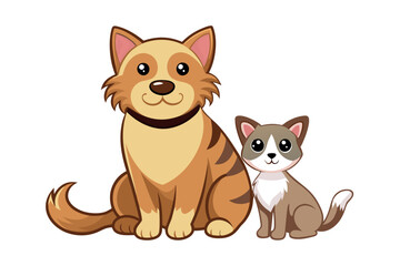 A dog with her kitten