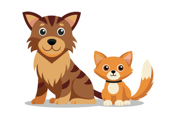 A dog with her kitten