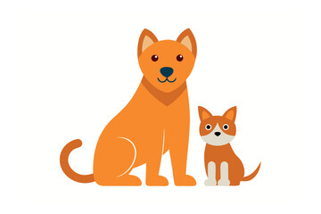 A dog with her kitten