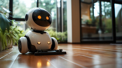 Household Cleaning Robot in a Modern Home Setting