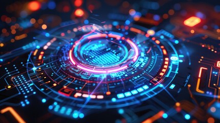 Abstract backdrop features a circle background. The shapes are circular and decorative.