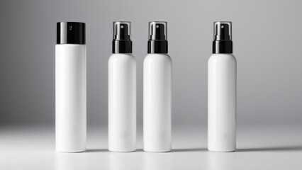 The image showcases stylish bottles for whitening cream on a light surface. Without labels or text, they convey elegance, perfect for promoting high-quality skincare products.