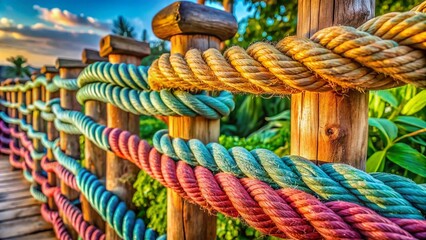 Rustic Rope Fence Design for Outdoor Spaces - Perfect for Gardens, Patios, and Coastal Homes to Enhance Natural