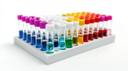 Test tube rack with colorful samples