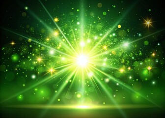 Bright Green Light Effect with Starry Flares and Shimmering Highlights for Product Photography
