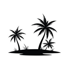 coconut tree in the beach vector silhouette