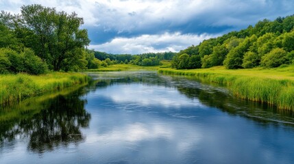 Calm Overcast Day with Gentle Rain in Nature