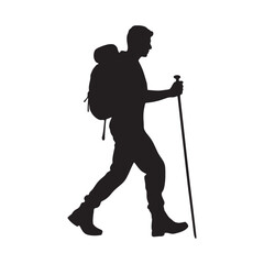 Silhouette of a hiking man