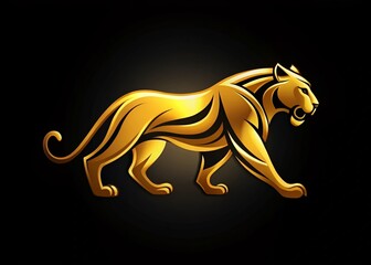 Fototapeta premium Sleek Golden Panther Logo Design for Modern Branding and Creative Projects in Luxury and Elegance Themes