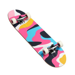 Colorful skateboard design, isolated on white background.
