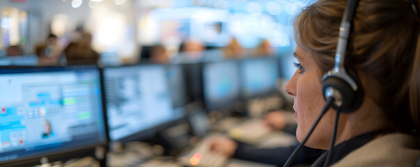 View of a Busy Dispatch Center with Many Computers and People Working | Efficient Operations in Logistics and Coordination