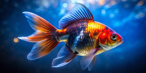 Fototapeta premium Stunning Aranda Goldfish Swimming Gracefully in Clear Water, Showcasing Vibrant Colors and Unique Patterns for Aquatic