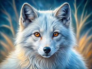 Naklejka premium Stunning Arctic Fox Drawing in Vibrant Colors Perfect for Wildlife Art Lovers and Nature Enthusiasts' Decor Needs