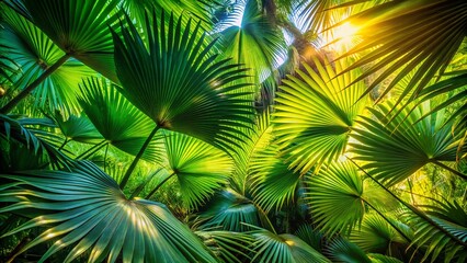 Captivating Play of Light and Shadow with Palm Leaves and Textured Background