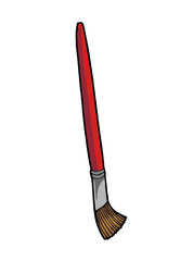 Red paint brush on white background. Vector hand-drawn illustration