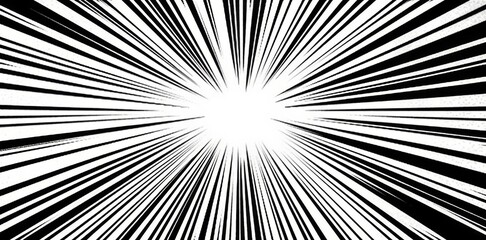 Fototapeta premium Comic book page background with radial effect. Black and white vector retro illustration